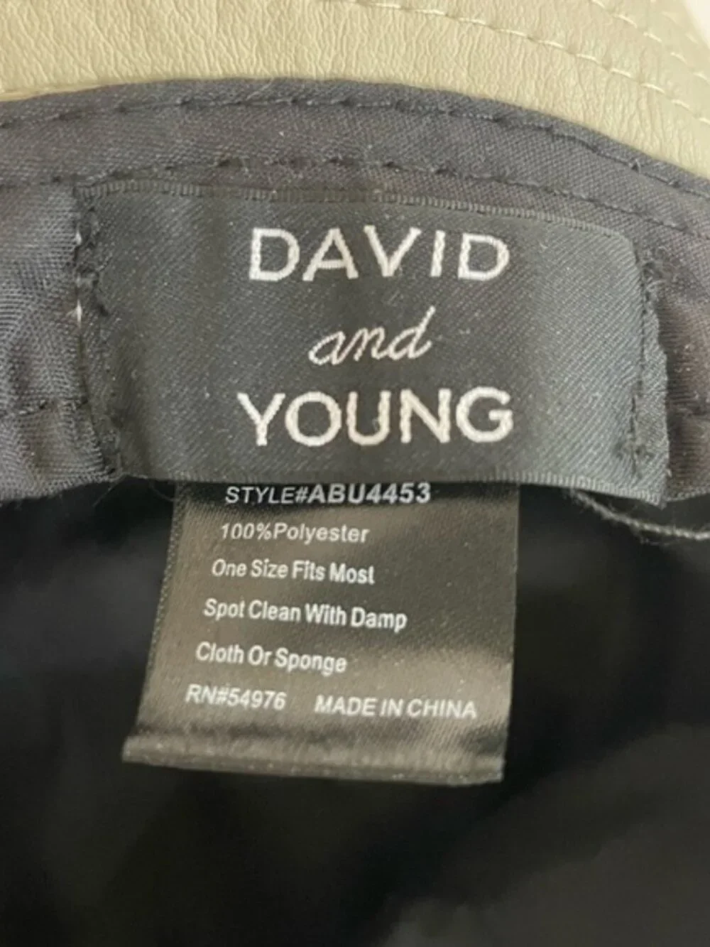 David and Young Beige Vegan Faux Leather Bucket  Hat